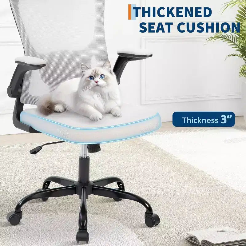 Chaise de bureau ergonomique en maille, support lombaire réglable, accoudoirs relevables, chaise de bureau pivotante à dossier haut, chaise de bureau exécutive roulante pour bureau à domicile