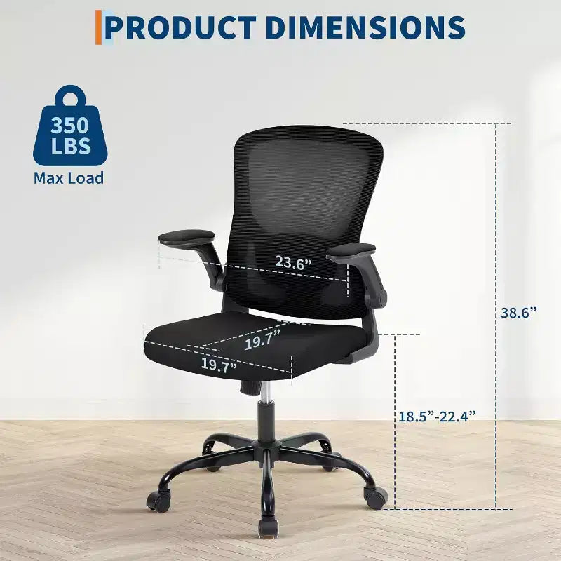 Chaise de bureau ergonomique en maille, support lombaire réglable, accoudoirs relevables, chaise de bureau pivotante à dossier haut, chaise de bureau exécutive roulante pour bureau à domicile