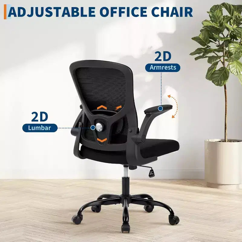 Chaise de bureau ergonomique en maille, support lombaire réglable, accoudoirs relevables, chaise de bureau pivotante à dossier haut, chaise de bureau exécutive roulante pour bureau à domicile