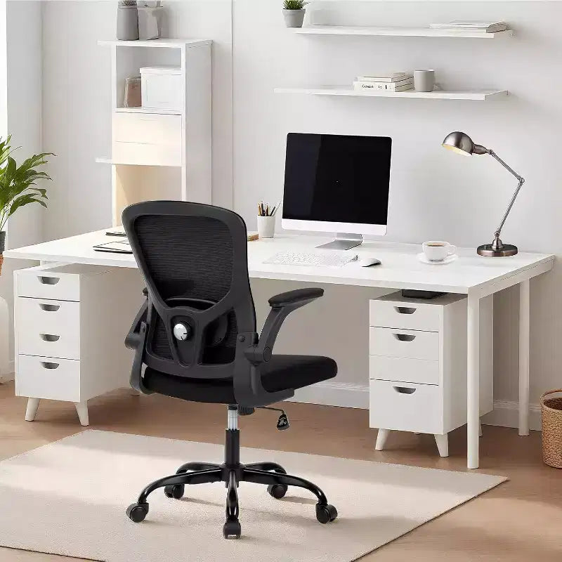 Chaise de bureau ergonomique en maille, support lombaire réglable, accoudoirs relevables, chaise de bureau pivotante à dossier haut, chaise de bureau exécutive roulante pour bureau à domicile