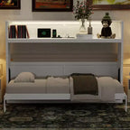 Lit escamotable Clihome Twin XL avec bureau et station de charge USB