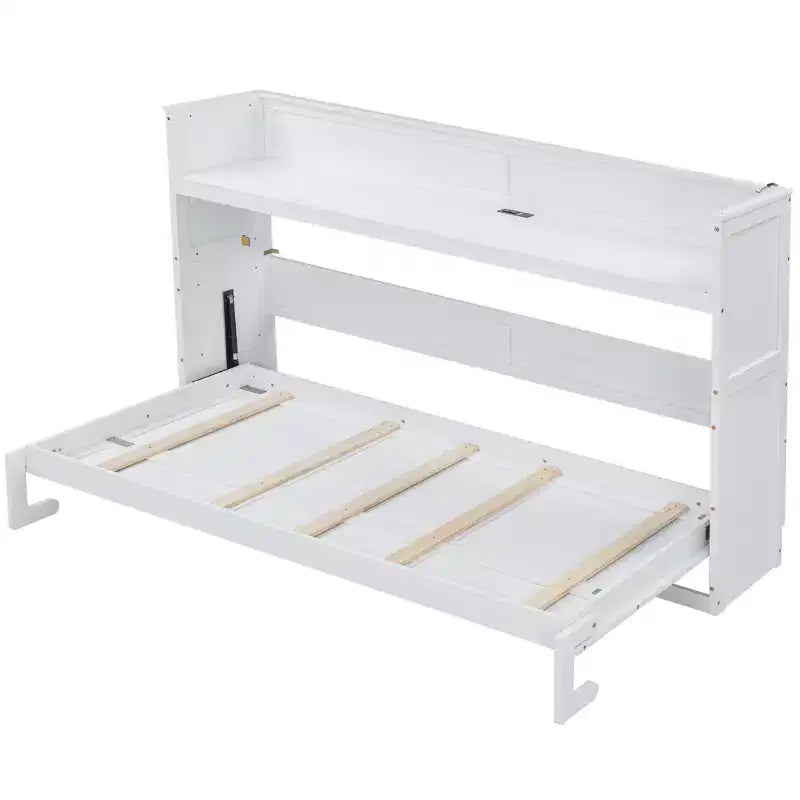 Lit escamotable Clihome Twin XL avec bureau et station de charge USB