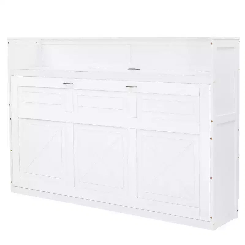 Lit escamotable Clihome Twin XL avec bureau et station de charge USB