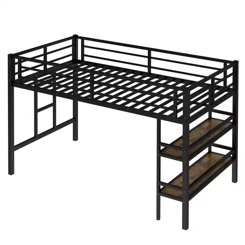 Lit mezzanine en métal pour enfants, noir - ModernLuxe