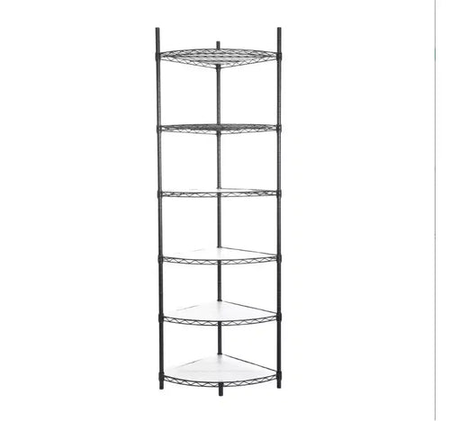 6-Tier Adjustable Heavy Duty Corner Wire Shelf (Iron + Plastic)