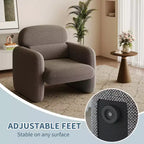 Fauteuil d'appoint gris rembourré, fauteuil de salon une place, 78x75x72 cm, en tissu velours moelleux sur cadre en bois pour salon ou coin lecture