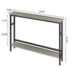 5.9 Table Console Étroite avec Étagère Réglable - Table d'Appoint Industrielle Mince à 2 Niveaux pour Couloir, Entrée et Salon