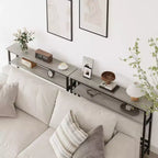 5.9 Table Console Étroite avec Étagère Réglable - Table d'Appoint Industrielle Mince à 2 Niveaux pour Couloir, Entrée et Salon