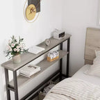5.9 Table Console Étroite avec Étagère Réglable - Table d'Appoint Industrielle Mince à 2 Niveaux pour Couloir, Entrée et Salon