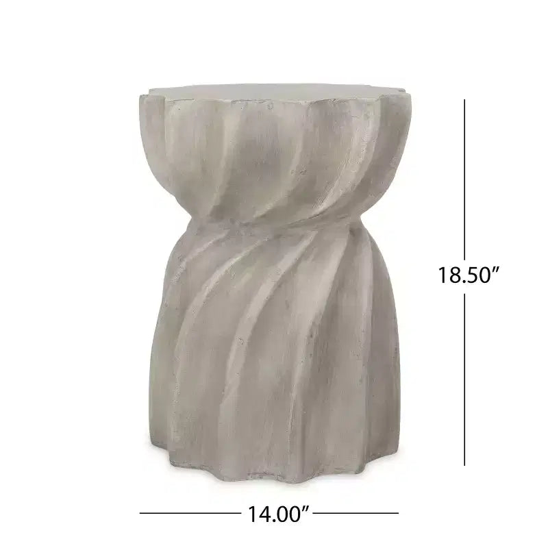 Table d'appoint d'extérieur en béton léger MAYEERTY, forme sablier avec plateau "Sunburst"
