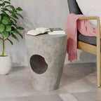 MAYEERTY Elegant Outdoor End Table, Concrete Round Top Drum Shape