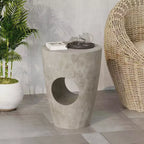 MAYEERTY Table d'appoint d'extérieur élégante, forme de tambour ronde en béton