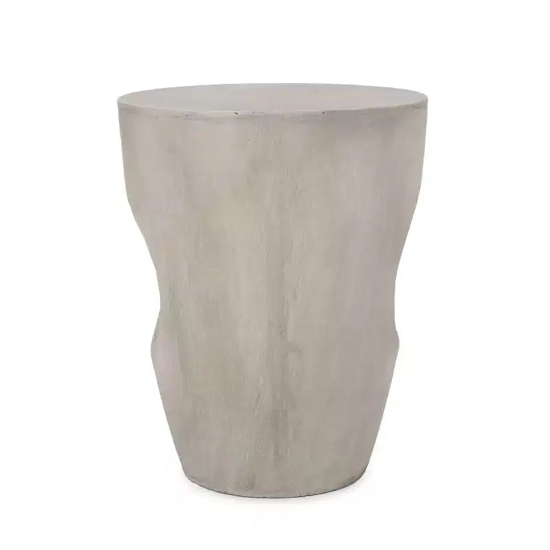 MAYEERTY Table d'appoint d'extérieur élégante, forme de tambour ronde en béton