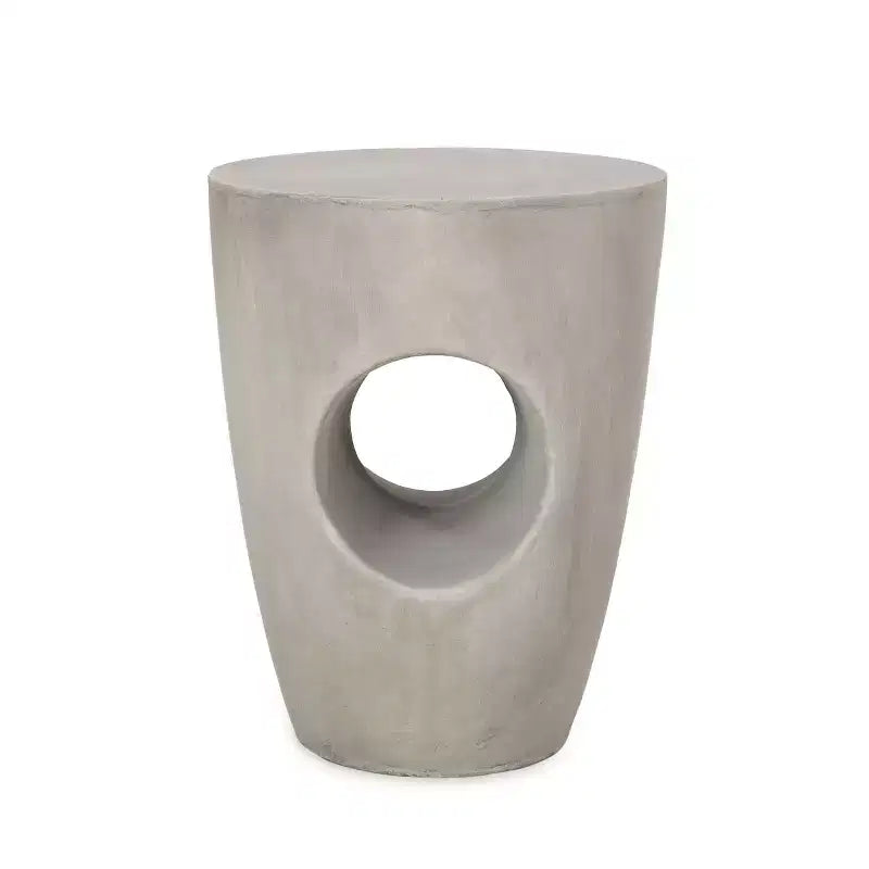 MAYEERTY Table d'appoint d'extérieur élégante, forme de tambour ronde en béton