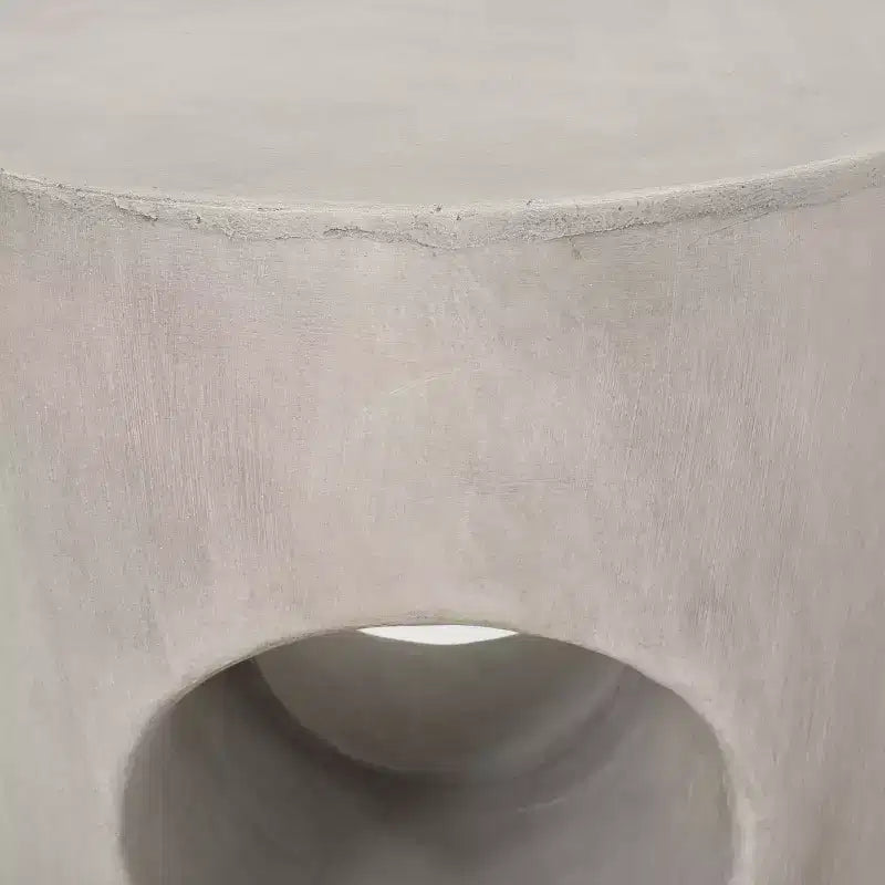 MAYEERTY Table d'appoint d'extérieur élégante, forme de tambour ronde en béton