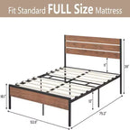 Cadre de lit double/Queen COZONY avec tête et pied de lit en bois, lit plateforme avec rangement sous le lit