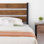 Cadre de lit double/Queen COZONY avec tête et pied de lit en bois, lit plateforme avec rangement sous le lit