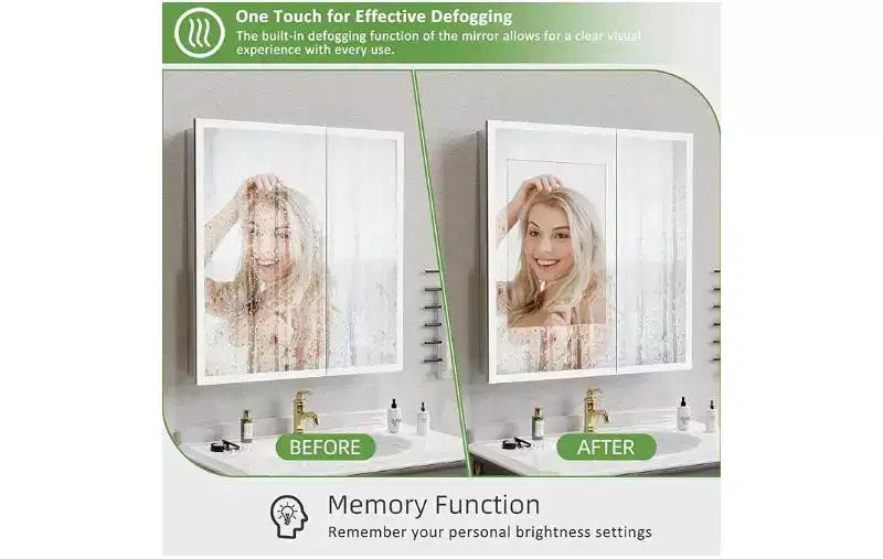 GDFStudio Tomomi 30 Armoire à pharmacie moderne en métal avec miroir, lumières LED et 3 températures de couleur