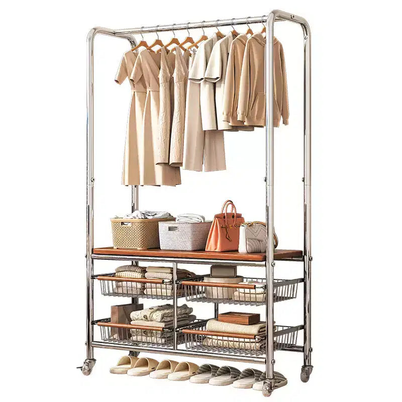 Chariot à linge robuste AEELLEEA avec tringle de suspension et rangement pour chambre à coucher/buanderie