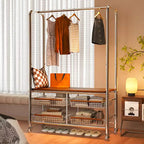 Chariot à linge robuste AEELLEEA avec tringle de suspension et rangement pour chambre à coucher/buanderie