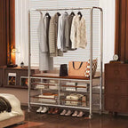 Chariot à linge robuste AEELLEEA avec tringle de suspension et rangement pour chambre à coucher/buanderie