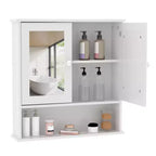 Armoire de salle de bain murale de 55 cm, armoire à pharmacie en bois avec portes miroir et étagères réglables, armoire de rangement flottante pour salon, blanche