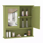 Armoire de salle de bain murale de 55 cm, armoire à pharmacie en bois avec portes miroir et étagères réglables, armoire de rangement flottante pour salon, blanche