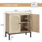 Meuble de rangement en rotin avec étagères réglables, buffet pour entrée, salon et cuisine, 80L x 40l cm