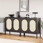 Meuble de rangement en rotin avec étagères réglables, buffet pour entrée, salon et cuisine, 80L x 40l cm