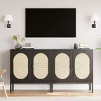 Meuble de rangement en rotin avec étagères réglables, buffet pour entrée, salon et cuisine, 80L x 40l cm