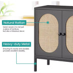Meuble de rangement en rotin avec étagères réglables, buffet pour entrée, salon et cuisine, 80L x 40l cm
