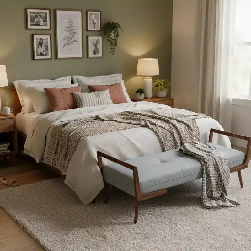 Banc moderne en velours rembourré FurnitureR avec pieds en bois massif, banc rembourré pour le bout du lit, l'entrée ou le salon