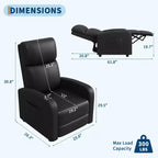 Fauteuil inclinable, Fauteuil inclinable en cuir ergonomique réglable avec pochette latérale, dossier haut, accoudoirs larges et siège rembourré pour le salon