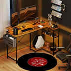 Bureau d'angle en L avec station de recharge et lumières RVB Bureau de travail réversible