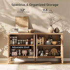Buffet de rangement, Buffet bas vieilli avec 4 portes sculptées et étagère réglable, Buffet d'appoint en bois