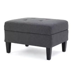 TUYOHW 28 Pouf de rangement moderne en bois avec dessus touffeté à boutons, banc de rangement rectangulaire, repose-pieds pour chambre, salon