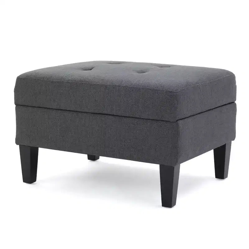 TUYOHW 28 Pouf de rangement moderne en bois avec dessus touffeté à boutons, banc de rangement rectangulaire, repose-pieds pour chambre, salon