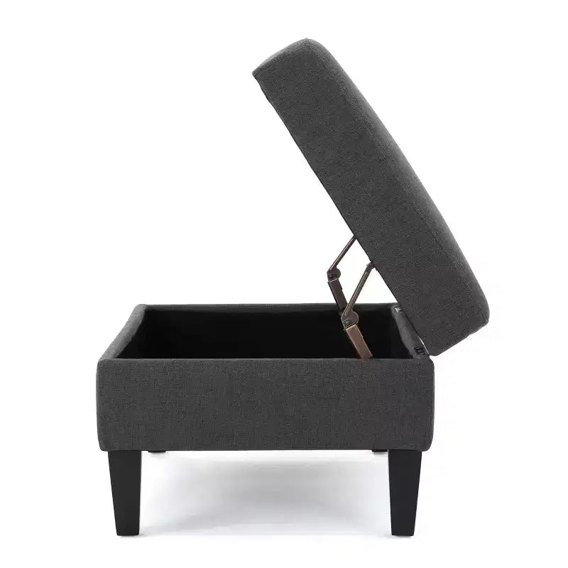 TUYOHW 28 Pouf de rangement moderne en bois avec dessus touffeté à boutons, banc de rangement rectangulaire, repose-pieds pour chambre, salon