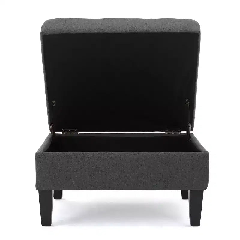 TUYOHW 28 Pouf de rangement moderne en bois avec dessus touffeté à boutons, banc de rangement rectangulaire, repose-pieds pour chambre, salon