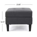 TUYOHW 28 Pouf de rangement moderne en bois avec dessus touffeté à boutons, banc de rangement rectangulaire, repose-pieds pour chambre, salon