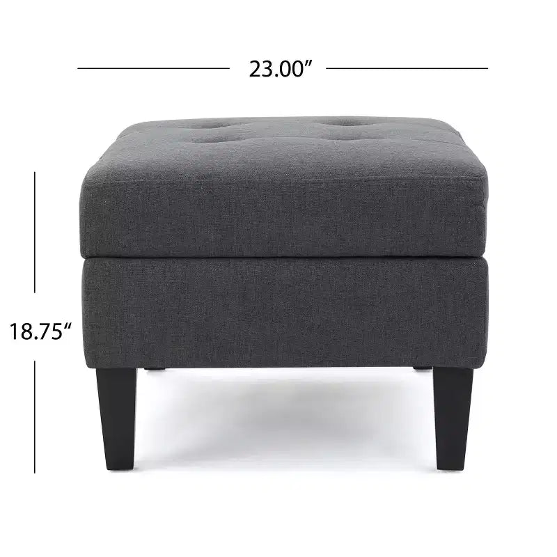 TUYOHW 28 Pouf de rangement moderne en bois avec dessus touffeté à boutons, banc de rangement rectangulaire, repose-pieds pour chambre, salon