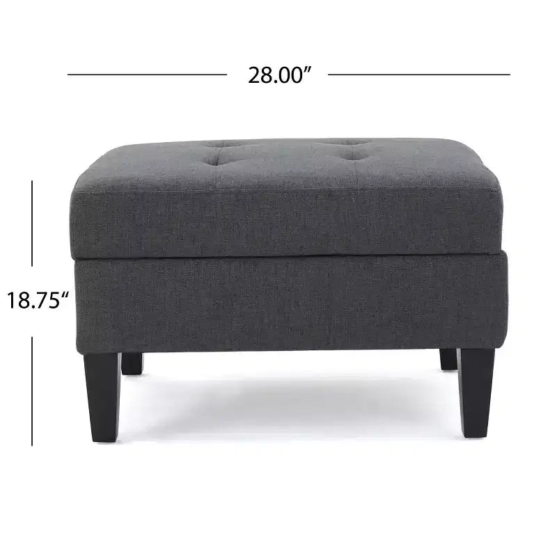 TUYOHW 28 Pouf de rangement moderne en bois avec dessus touffeté à boutons, banc de rangement rectangulaire, repose-pieds pour chambre, salon