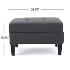 TUYOHW 28 Pouf de rangement moderne en bois avec dessus touffeté à boutons, banc de rangement rectangulaire, repose-pieds pour chambre, salon