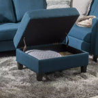 TUYOHW 28 Pouf de rangement moderne en bois avec dessus touffeté à boutons, banc de rangement rectangulaire, repose-pieds pour chambre, salon