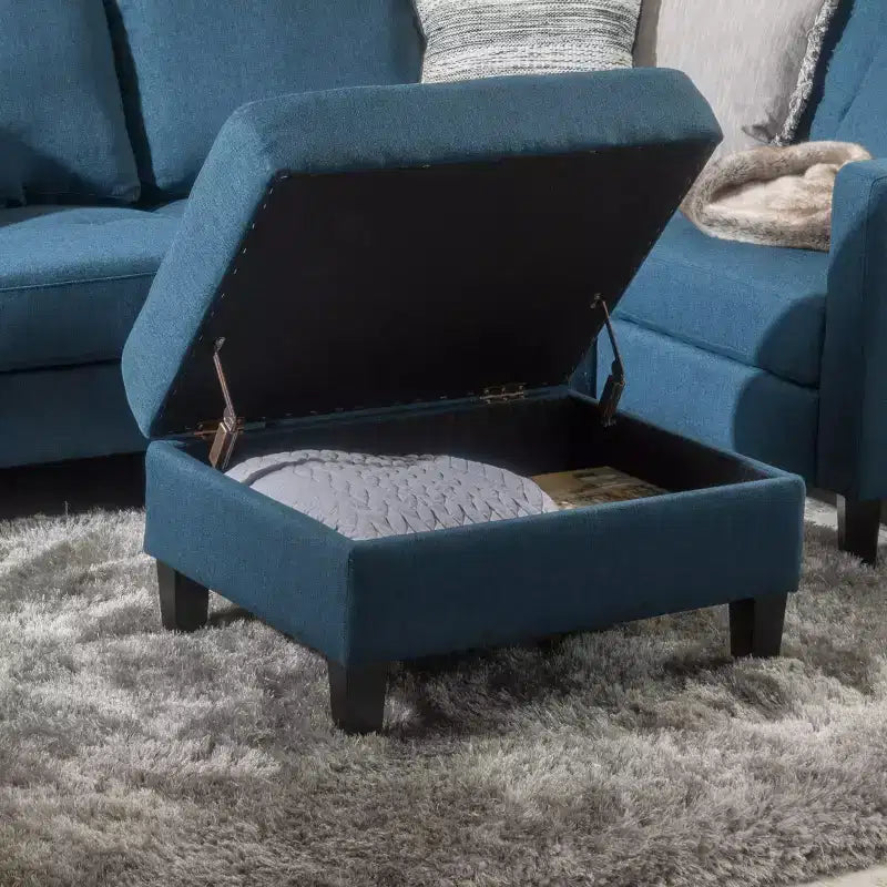 TUYOHW 28 Pouf de rangement moderne en bois avec dessus touffeté à boutons, banc de rangement rectangulaire, repose-pieds pour chambre, salon