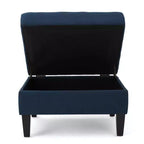 TUYOHW 28 Pouf de rangement moderne en bois avec dessus touffeté à boutons, banc de rangement rectangulaire, repose-pieds pour chambre, salon