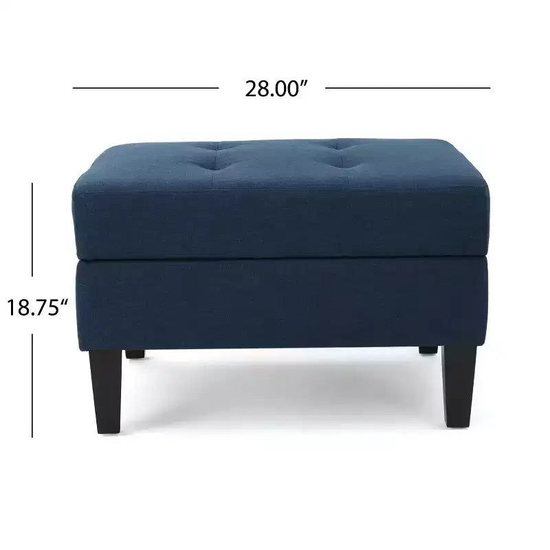 TUYOHW 28 Pouf de rangement moderne en bois avec dessus touffeté à boutons, banc de rangement rectangulaire, repose-pieds pour chambre, salon
