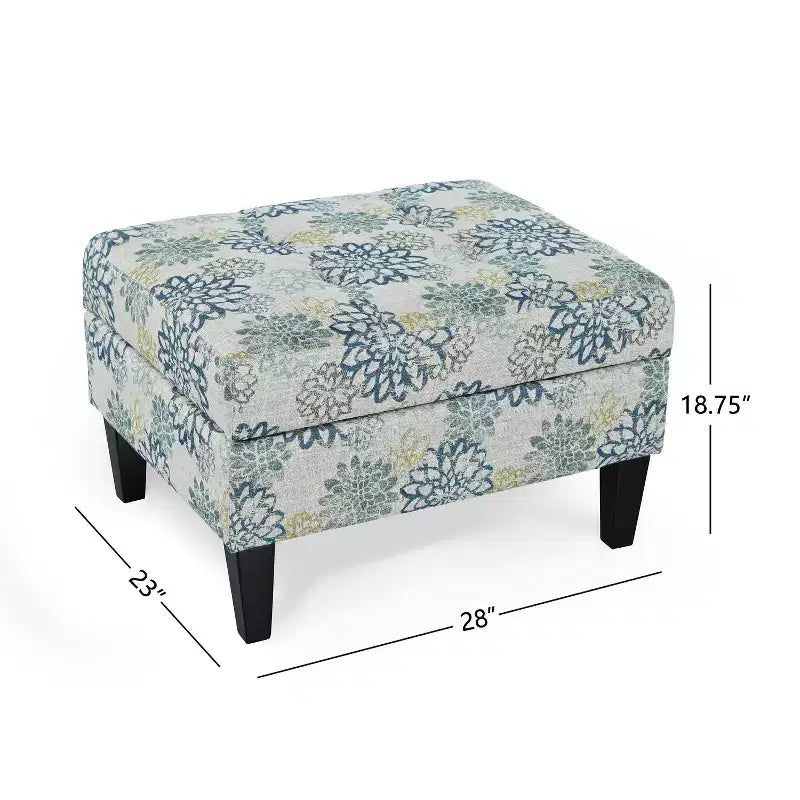 TUYOHW 28 Pouf de rangement moderne en bois avec dessus touffeté à boutons, banc de rangement rectangulaire, repose-pieds pour chambre, salon