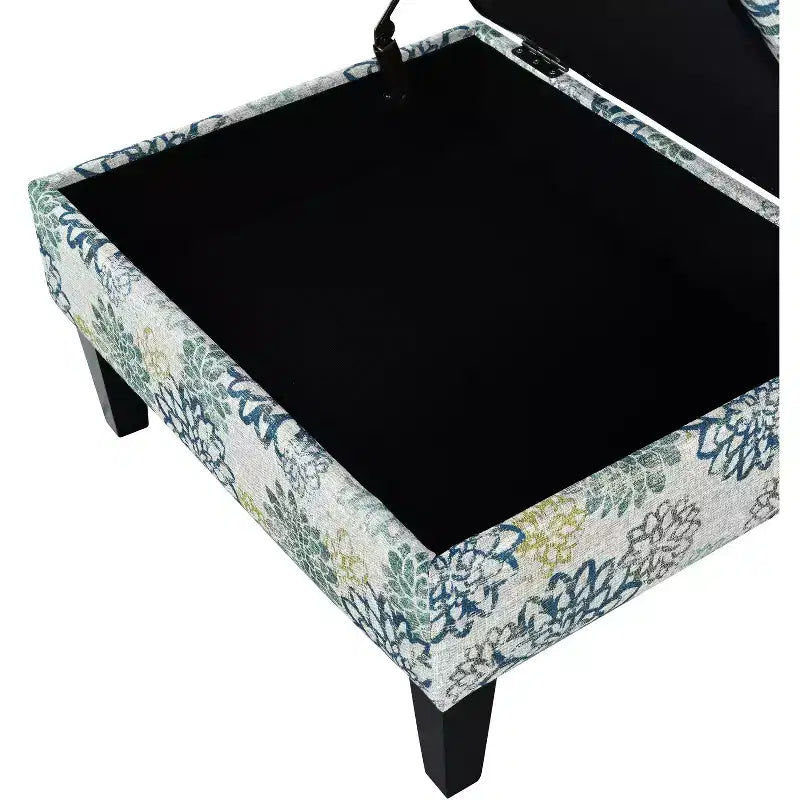 TUYOHW 28 Pouf de rangement moderne en bois avec dessus touffeté à boutons, banc de rangement rectangulaire, repose-pieds pour chambre, salon
