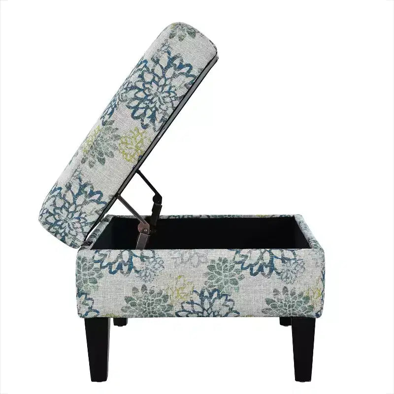 TUYOHW 28 Pouf de rangement moderne en bois avec dessus touffeté à boutons, banc de rangement rectangulaire, repose-pieds pour chambre, salon